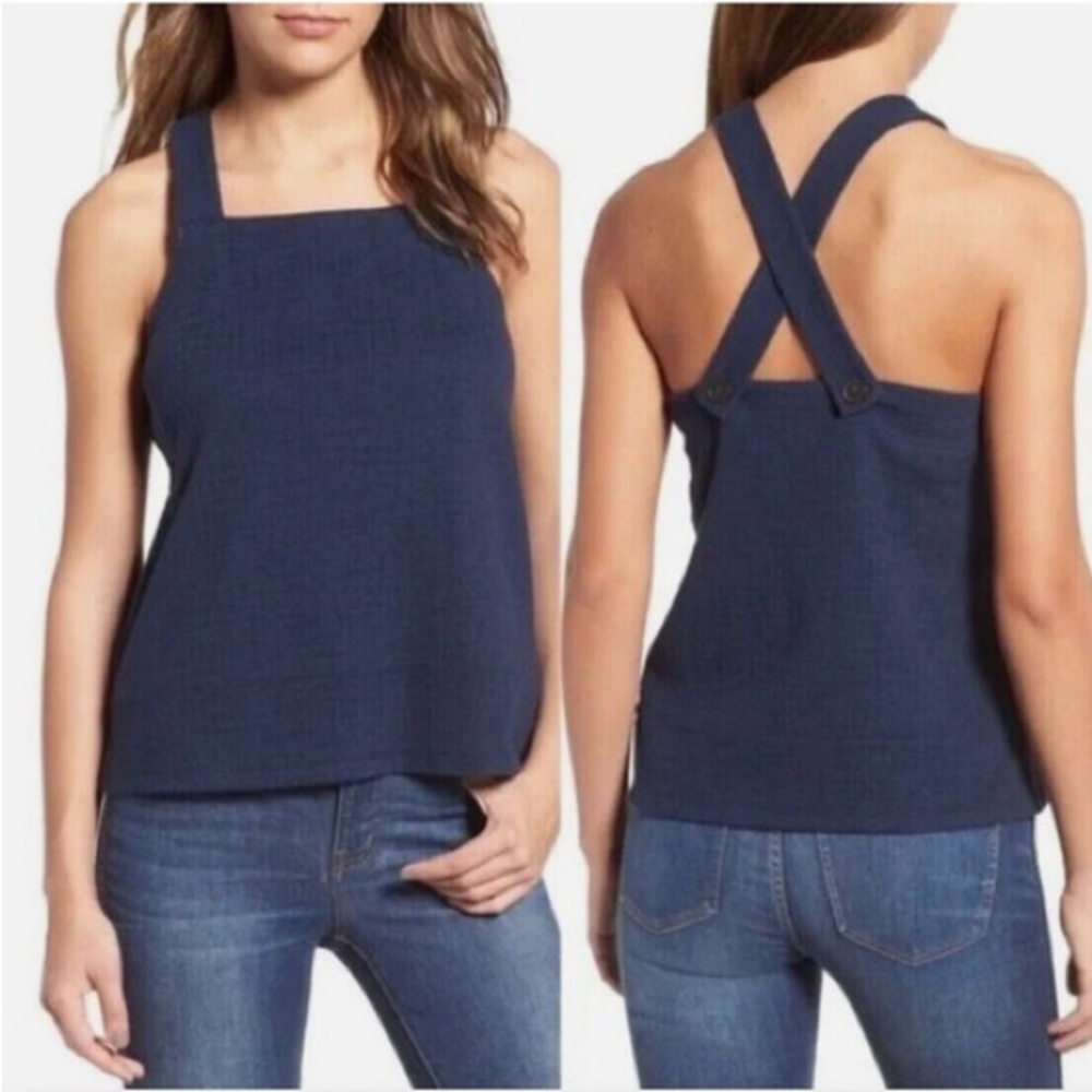 Madewell Apron Cross-Back Tank Top Size XS Black in Deep Navy